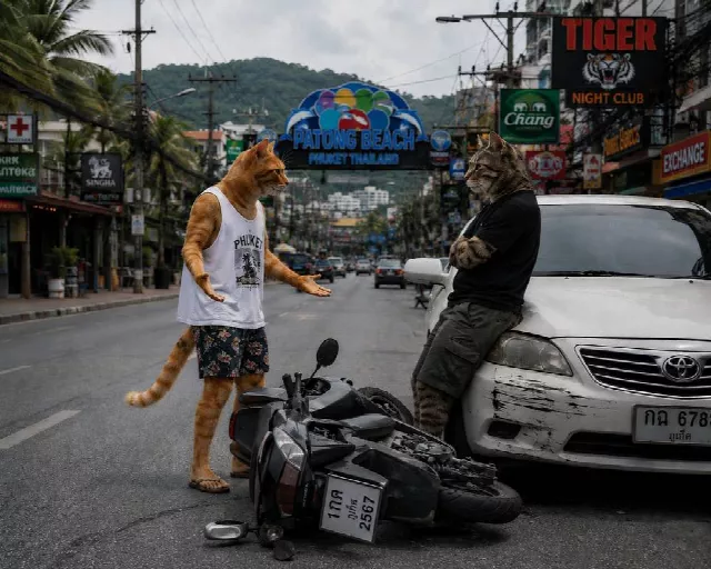 Who is at fault if a car collides with a motorbike in Thailand?